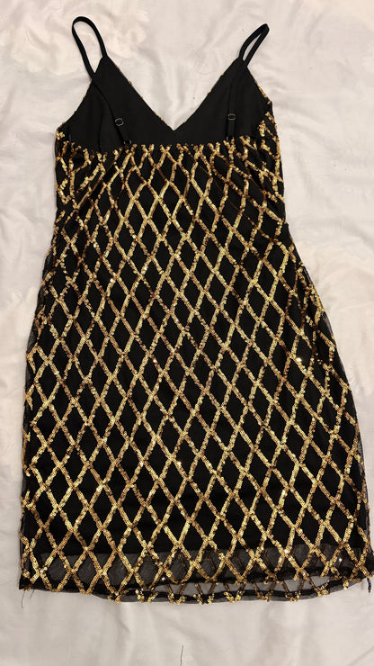 Vestido de noche corto Follow Me Negro Lentejuelas Talla M