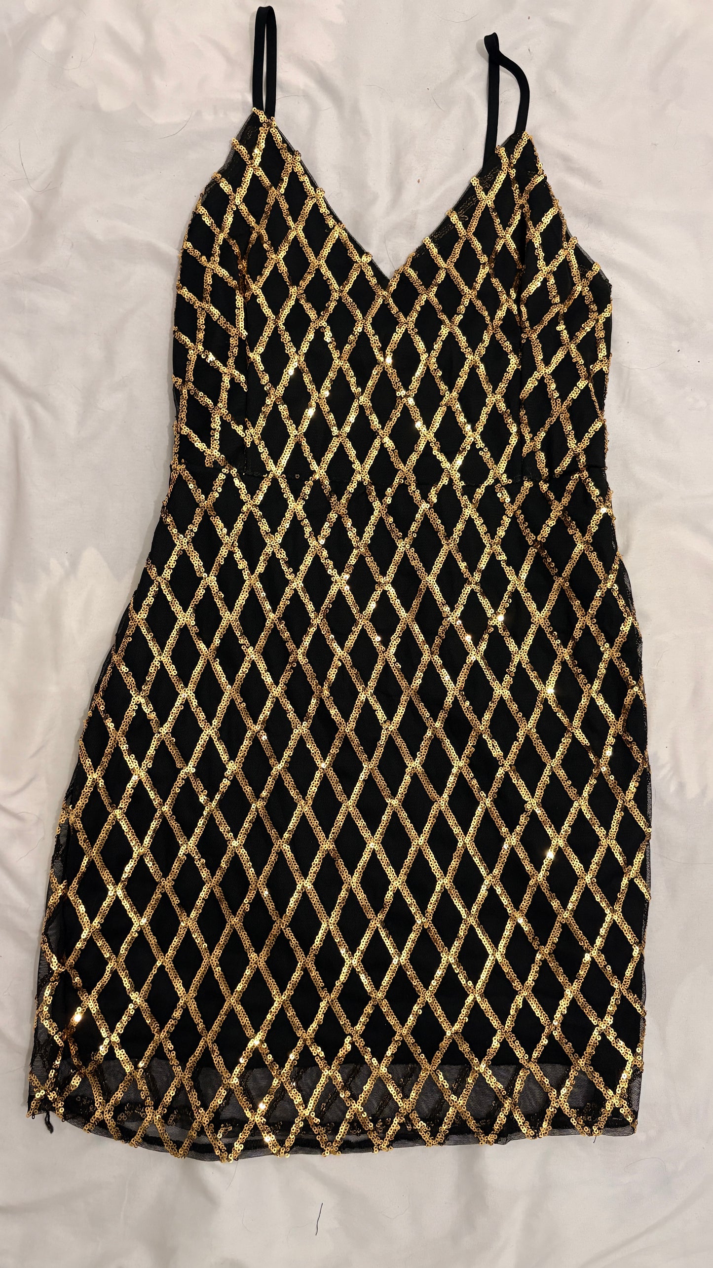 Vestido de noche corto Follow Me Negro Lentejuelas Talla M