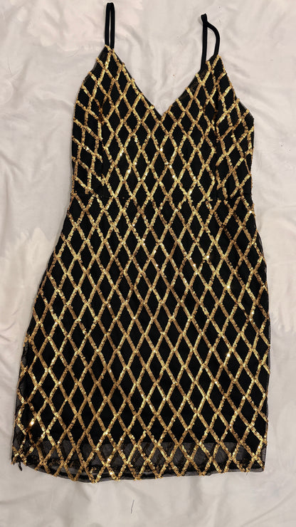 Vestido de noche corto Follow Me Negro Lentejuelas Talla M